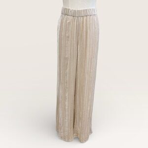 Eileen Fisher Almond Crushed Velvet Wide-Leg Crop Ankle Pants NWT $288